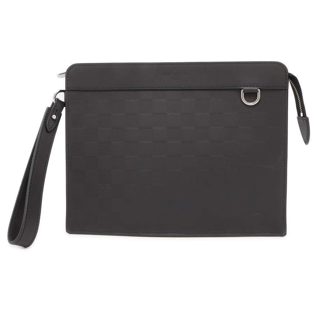 Louis Vuitton Damier Infini Black Stand Clutch Bag Black Shoulder Bag